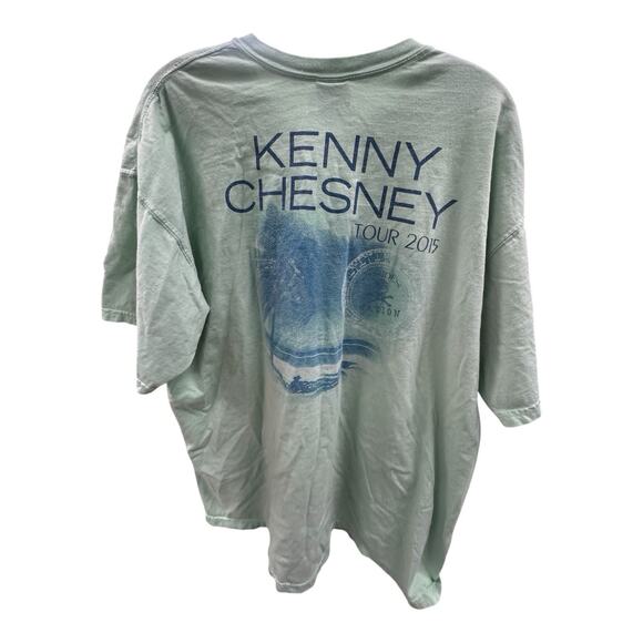 KENNY CHESNEY The Big Revival Tour 2015 XL Light Mint Green T-Shirt 90s Country - Picture 3 of 3